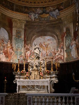 Chiesa di San Luca (Genova), gli affreschi nel Presbiterio, San Luca predica alle folle - Domenico Piola (1695 e post) 